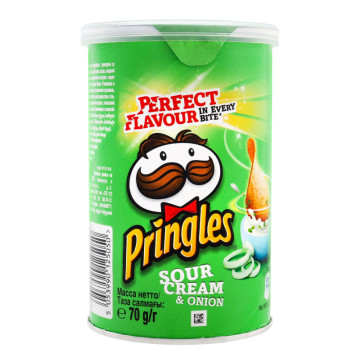 Чіпси картопляні Сметана та цибуля Pringles тубус 70г