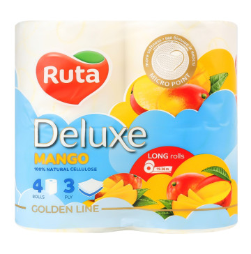 Папір туалетний 3-х шаровий Mango Deluxe Ruta 4шт