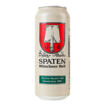 Пиво 0.5л 5.2% світле пастеризоване Münchner Hell Spaten з/б
