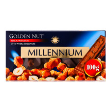Шоколад молочний з цілими лісовими горіхами Golden Nut Millennium к/у 100г