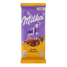 Шоколад молочний Цілий мигдаль Milka м/у 90г