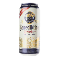 Пиво 0.5л 5.4% світле пшеничне нефільтроване пастеризоване Weissbier Benediktiner з/б