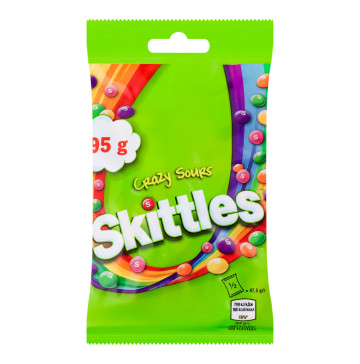 Драже жувальні в різнокольоровій цукровій оболонці Crazy Sours Skittles м/у 95г