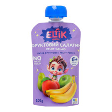 Пюре фруктове для дітей від 6міс гомогенізоване стерилізоване Фруктовий салатик Elfik Magic д/п 100г