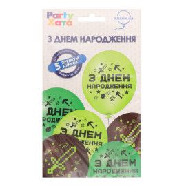 Набір кульок латексних №1111-5861 Пікселі З Днем Народження Party Хата 5шт