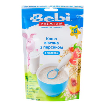 Каша молочна для дітей від 6міс Вівсяна з персиком Premium Bebi д/п 200г