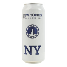Пиво солодове світле фільтроване пастеризоване New Yorker 4.5% з/б 500мл