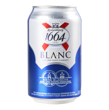 Пиво спеціальне 330мл 4.8% світле пшеничне пастеризоване Blanc Kronenbourg 1664 з/б