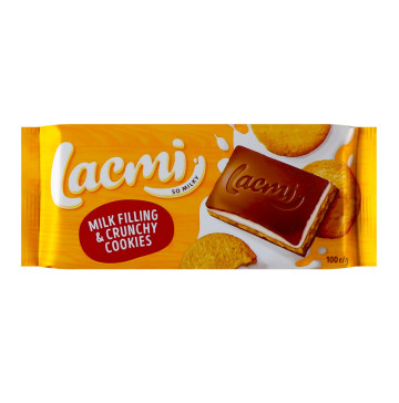 Шоколад молочний з молочною начинкою та печивом Lacmi Roshen м/у 100г