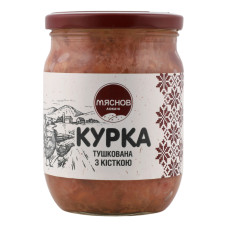 Курка тушкована з кісткою Мяснов Локачі с/б 500г