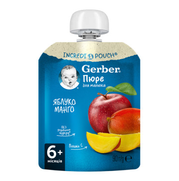 Пюре для дітей від 6міс Яблуко і манго Gerber д/п 90г