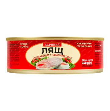 Лящ обсмажений стерилізований у томатному соусі Даринка з/б 240г