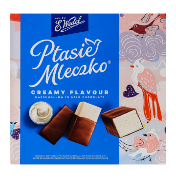 Цукерки з вершковим смаком в молочному шоколаді Пташине молоко E.Wedel к/у 340г