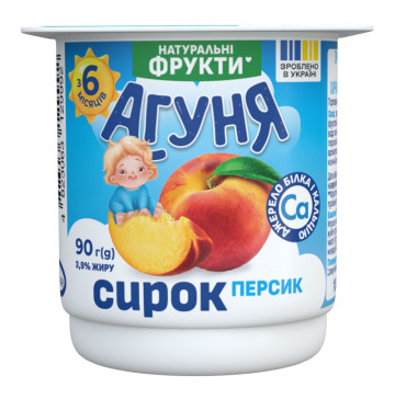 Сирок 3.9% для дітей від 6міс Персик Агуня ст 90г