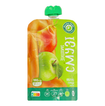 Пюре фруктове гомогенізоване стерилізоване Смузі яблуко-груша Garden Gadz д/п 190г
