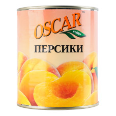 Персики половинки в легкому сиропі Oscar foods з/б 820г