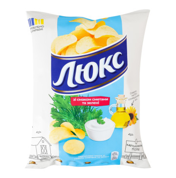 Чипси картопляні зі смаком сметани та зелені Люкс м/у 105г