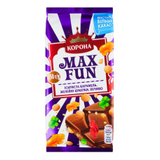 Шоколад молочний Іскриста карамель-желейні цукерки-печиво Max Fun Корона м/у 150г