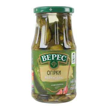 Огірки мариновані слабокислі стерилізовані Верес с/б 500г