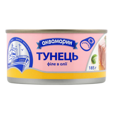 Тунець філе в олії Аквамарин з/б 185г