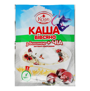 Каша миттєвого приготування Вівсяна з вишнею+чіа Козуб продукт м/у 40г