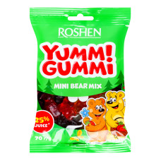 Цукерки желейні Mini Bear Mix Yummi Gummi Roshen м/у 70г Цукерки желейні Mini Bear Mix Yummi Gummi Roshen м/у 70г