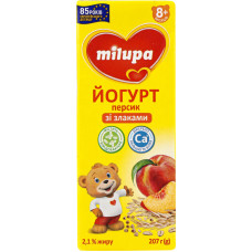 Йогурт 2.1% для дітей від 8міс зі злаками Персик Milupa т/п 207г