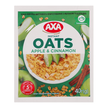 Каша вівсяна миттєвого приготування Apple&Cinnamon Axa м/у 40г