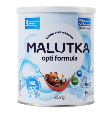 Суміш молочна суха для дітей від 12міс 3 Opti Formula Malutka з/б 400г