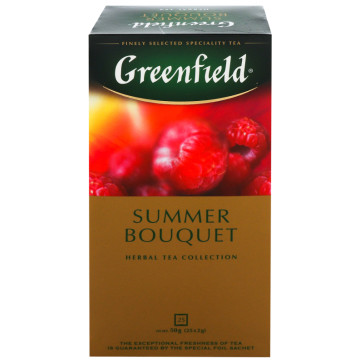 Чай травʼяний з ароматом малини Summer Bouquet Greenfield к/у 25х2г