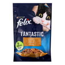 Корм консервований повнораціонний для дорослих котів з індичкою в желе Fantastic Felix д/п 85г