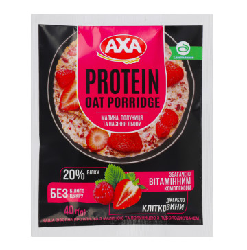 Каша вівсяна протеїнова з малиною та полуницею з підсолоджувачами Axa м/у 40г