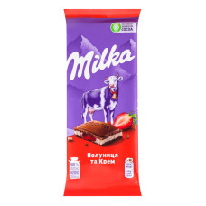 Шоколад молочний Полуниця та Крем Milka м/у 90г
