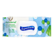 Серветки вологі універсальні Антибактеріальні Superfresh 72шт