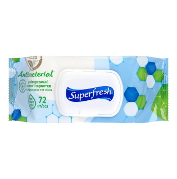 Серветки вологі універсальні Антибактеріальні Superfresh 72шт