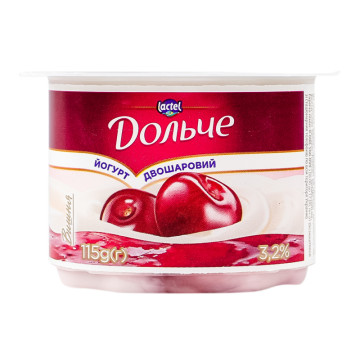 Йогурт 3.2% двошаровий Вишня Дольче ст 115г