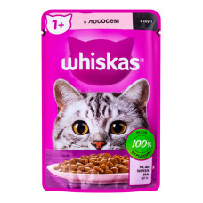 Корм консервований повнораціонний для дорослих котів З лососем в соусі Whiskas д/п 85г