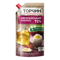 Майонез 72% Європейський Торчин д/п 520г Майонез 72% Європейський Торчин д/п 520г