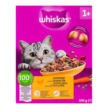 Корм сухий повнораціонний для дорослих котів з куркою Whiskas к/у 300г