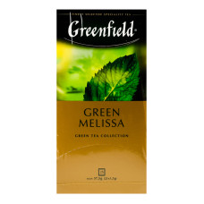 Чай зелений китайський байховий дрібний з мелісою і м'ятою та ароматом лимону Melissa Greenfield к/у 25х1.5г