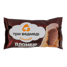 Морозиво пломбір шоколадний у вафельному стаканчику Три ведмеді м/у 75г Морозиво пломбір шоколадний у вафельному стаканчику Три ведмеді м/у 75г