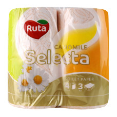 Папір туалетний 3-х шаровий Camomile Selecta Ruta 4шт