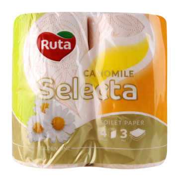 Папір туалетний 3-х шаровий Camomile Selecta Ruta 4шт