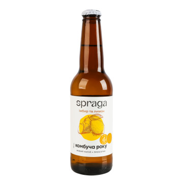 Напій безалкогольний ферментований непастеризований Імбир та лимон Комбуча Spraga с/пл 330мл