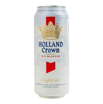 Пиво 0.5л 5% світле нефільтроване пастеризоване Wit-blanche Holland Crown з/б
