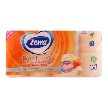 Папір туалетний 3-х шаровий Cashmere Peach Deluxe Zewa 8шт