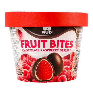 Малина заморожена в двох шарах шоколаду білому та молочному Rud ст 140г