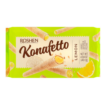 Трубочки вафельні з лимонною начинкою Konafetto Roshen м/у 140г