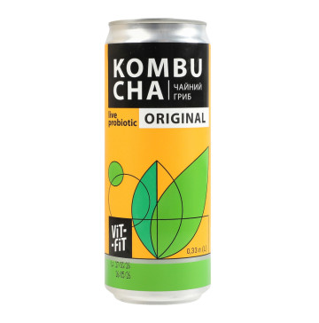 Напій бродіння фільтрований непастеризований з цукром Original Kombucha Vit-Fit з/б 0.33л