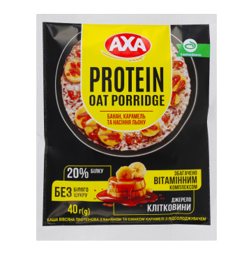 Каша вівсяна протеїнова з бананом та смаком карамелі з підсолоджувачами Axa м/у 40г